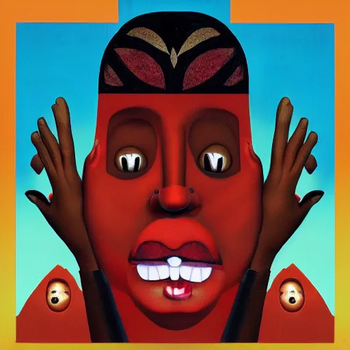 Image similar to my beautiful dark twisted fantasy album cover, designed by george condo