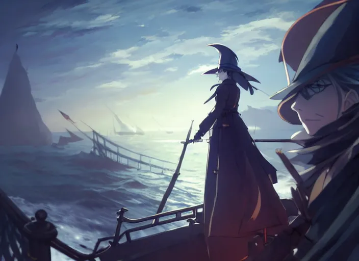 Prompt: lady maria, helm of second world war warship in background, illustration concept art anime key visual trending pixiv fanbox by wlop and greg rutkowski and makoto shinkai and studio ghibli and kyoto animation, astral witch clothes, steampunk, grimdark, volumetric lighting