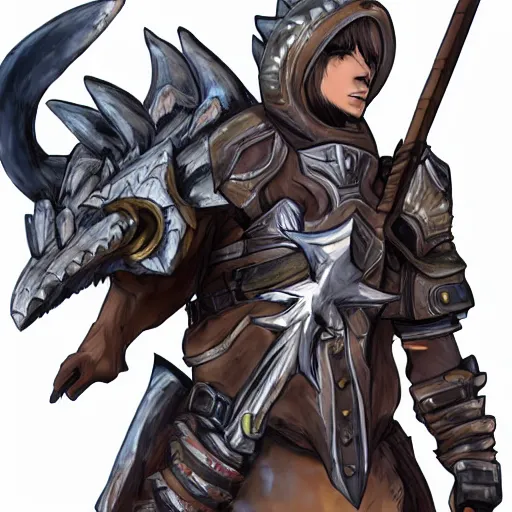 Image similar to monster hunter, armor, crossbow, full body, man, anime style