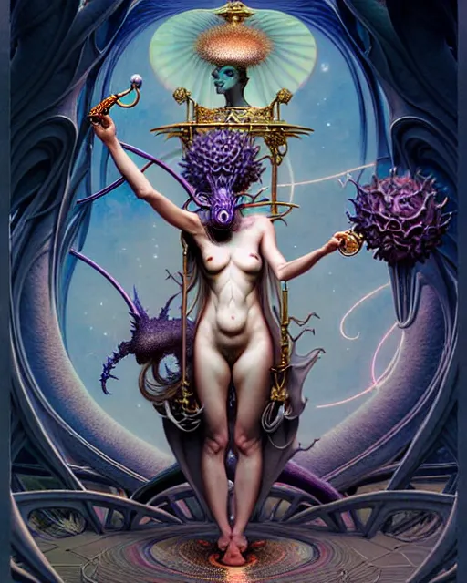 Prompt: the lovers tarot card, fantasy character portrait made of fractals, ultra realistic, wide angle, intricate details, the fifth element artifacts, highly detailed by peter mohrbacher, hajime sorayama, wayne barlowe, boris vallejo, aaron horkey, gaston bussiere, craig mullins