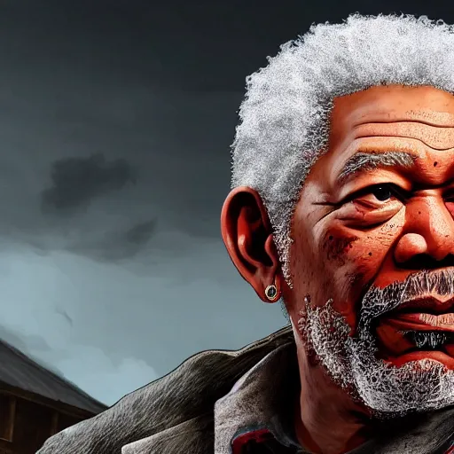 Image similar to Morgan Freeman in red dead redemption 2 4k detail