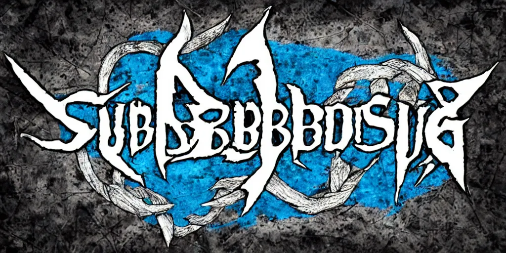 Image similar to the word subsume as a death metal logo, cerulean, highly detailed