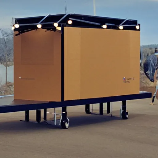 Image similar to Autonomous moving tavern on stilts