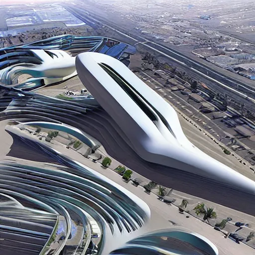 Image similar to Phoenix Sky harbor designed by Zaha Hadid