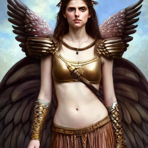 Prompt: portrait of young aasimar angel girl maiden wearing comfy leather armor with beautiful feathered angel wings, brown eyes, Alexandra Daddario, Blizzard, Diablo, by artgerm and greg rutkowski and alphonse mucha and andrei riabovitchev, 4k oil on linen, vivid colors, colorful, high dynamic range, HDR, intricate, elegant, highly detailed, digital painting, artstation, concept art, smooth, sharp focus, illustration