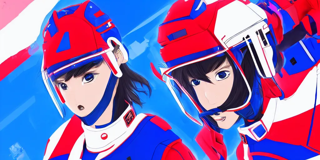 Image similar to females akira anime cyberpunk super star ice hockey players, wearing a light futuristic habs jersey, blue white and red color blocking, character concept exploration, outfit designs, trending on artstation, photorealistic, 8k