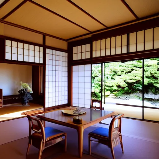 Image similar to interior of a grand japanese house