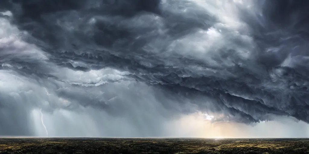 Image similar to detailed nature, layers, very detailed super storm, hyper realistic, impressive, very atmospheric, god ray, cinematic, deep, very high complexity, stunning, masterpiece, weather photography, very detailed. 4 k