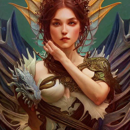 Prompt: dragon watching the world underneath, d & d, fantasy, intricate, elegant, highly detailed, digital painting, artstation, concept art, smooth, sharp focus, illustration, art by artgerm and dragolisco and alphonse mucha and dragolisco