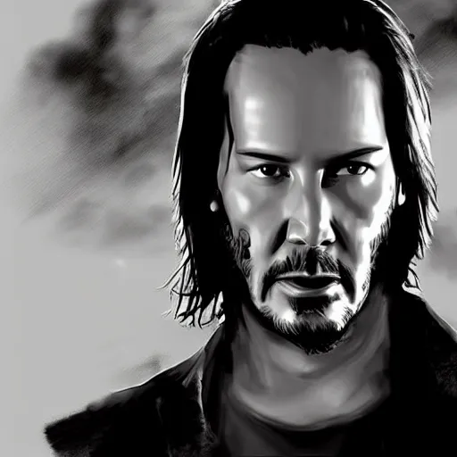 Image similar to Keanu reeves As Ghostrider digital art hyper realistic 4K quality