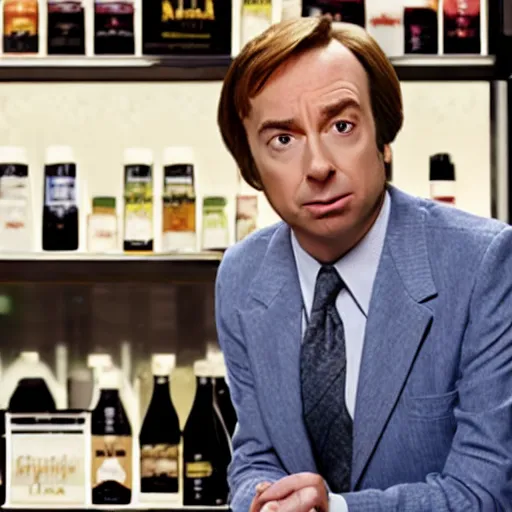 Prompt: jimmy mcgill aka saul goodman attempting to sell you milk