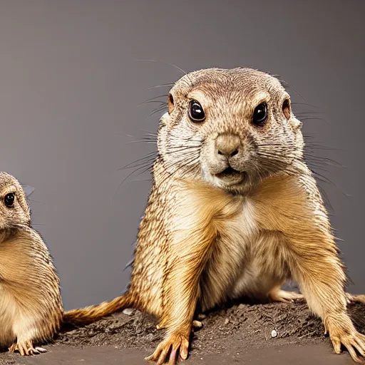 Image similar to a chimera of Prairie dog and Pygmy marmoset, studio photography