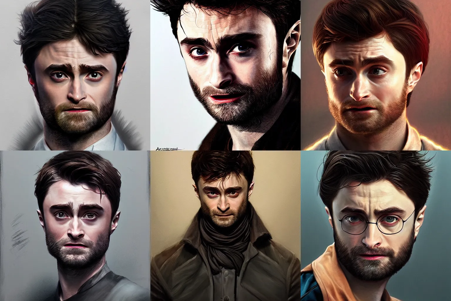 Prompt: Prtrait of Daniel Radcliffe as Wolverine cinematic lighting, intricate, elegant, highly detailed, digital painting, artstation, painted by Artgerm and Mark Waid and Greg Rutkowski