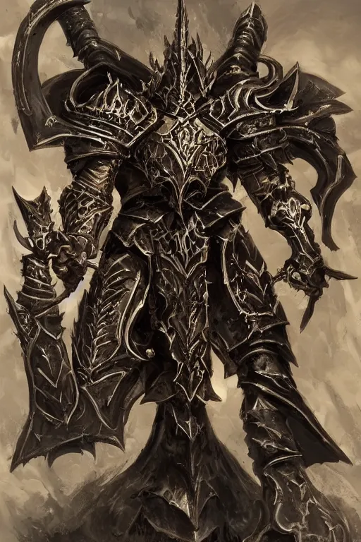 Image similar to heavy knight concept art inspired by archaon the everchosen, dark fantasy, intricate, highly detailed