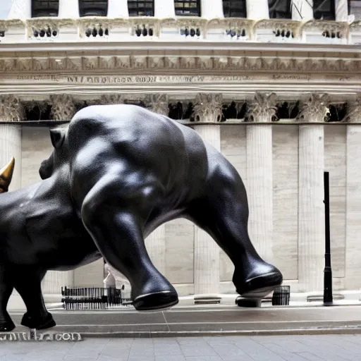 Image similar to photo of The Wall street bull shocked about the stock market crash, highly detailed