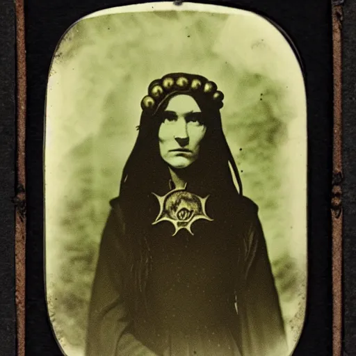 Image similar to daugerreotype of cthulhu priestess