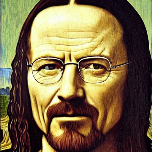 Prompt: walter white as the mona lisa