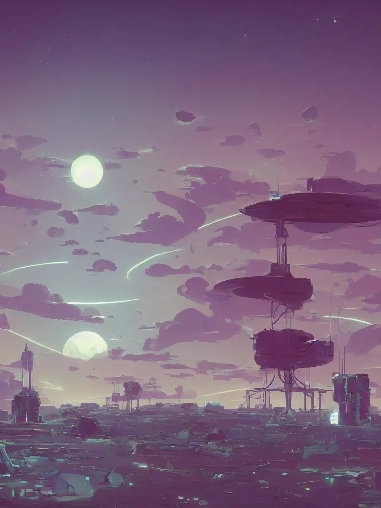 Prompt: detailed concept art of a tiny space city and wind turbines on a tiny desert planet with multiple little moons and maybe some cute satellites against a breathtaking sky, by syd mead, by noah bradley, by simon stalenhag, by anton fadeev