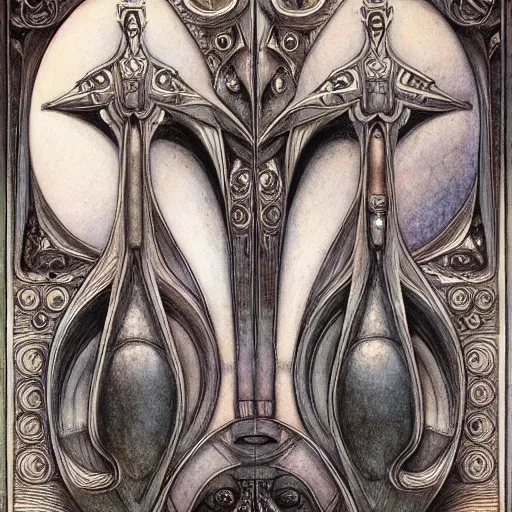 Image similar to detailed and sharp gemini artwork, mystic style, detailed, 8 k, detailed, symmetrical, by brian froud