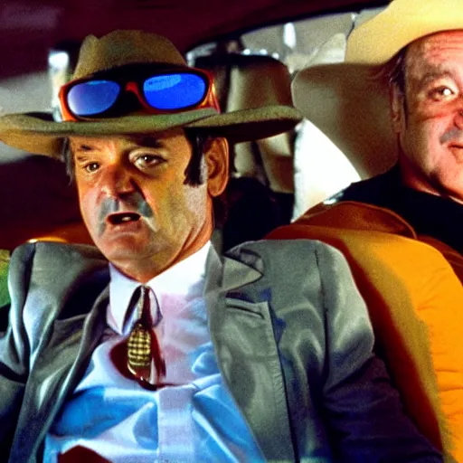 Image similar to bill murray in fear and loathing in las vegas, movie still, promotional shot