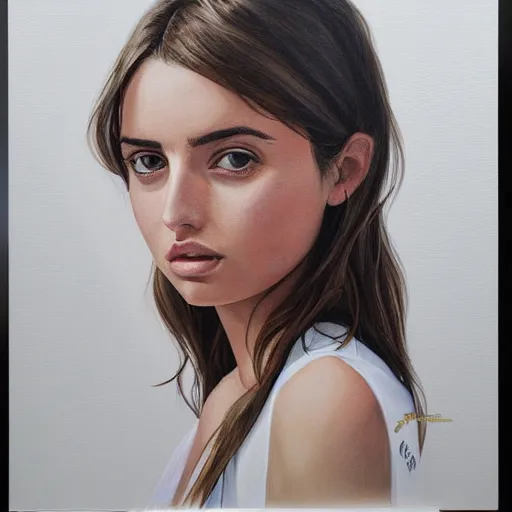 Image similar to a gallery painting portrait of Ana de armas painted by Phil noto