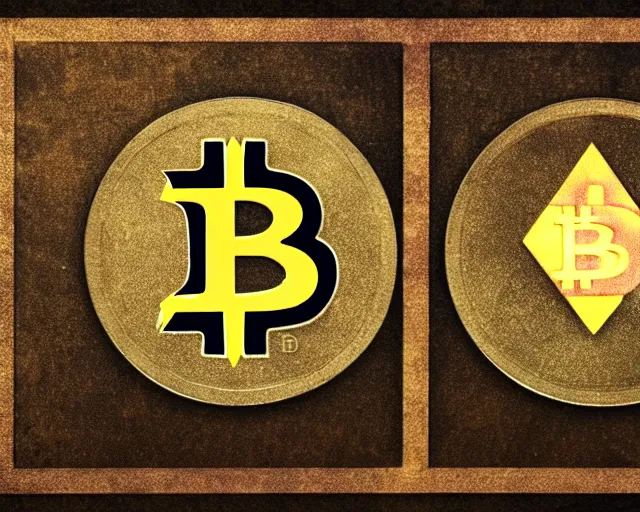 Prompt: medieval! manuscript!, bitcoin! logo at the left! side of page, ethereum! logo at the right! side of page