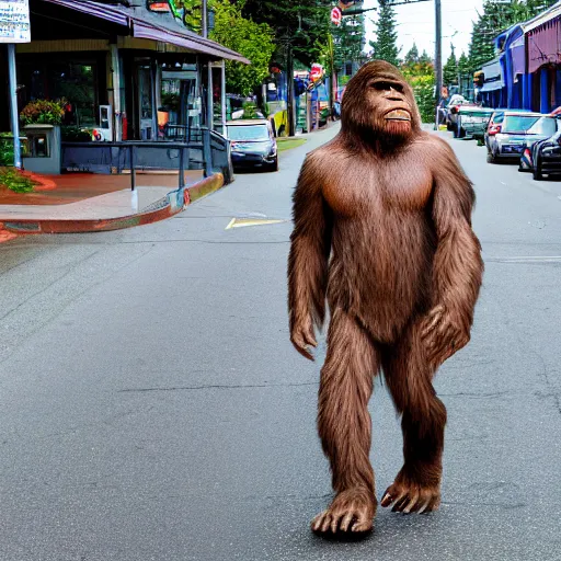 Image similar to bigfoot walking down the street in downtown Bremerton Washington