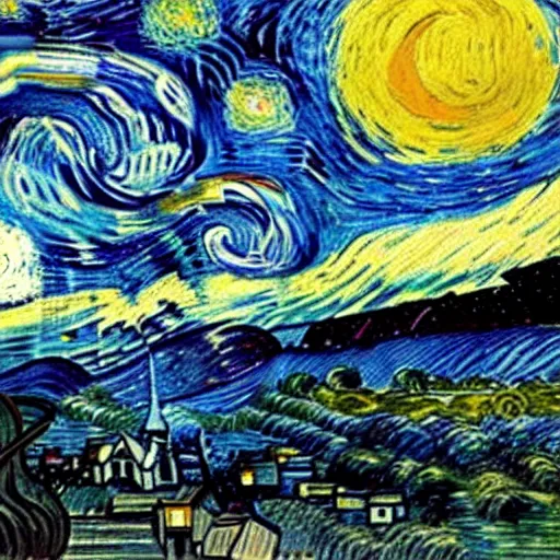 Image similar to the end of the world, painted by vincent van gogh