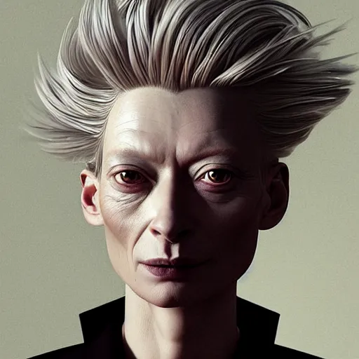 Image similar to hyperdetailed portrait of androgynous tilda swinton as desire of the endless, the sandman, made by caravaggio stanley artgerm lau wlop rossdraws artstation cgsociety concept art cgsociety octane render