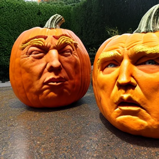 Prompt: photo pumpkin carving of donald trump face, 8 0 0 t, 3 5 mm, full - hd