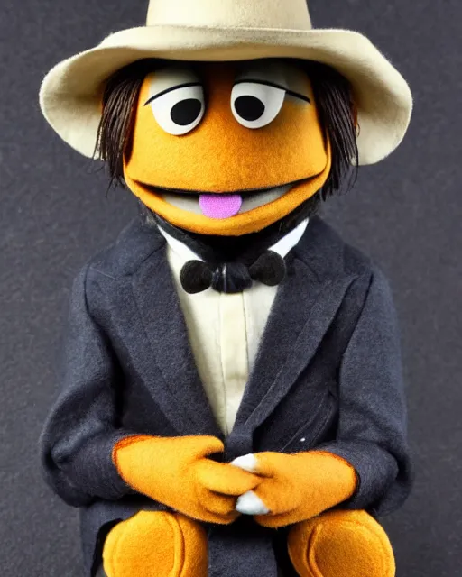 Image similar to john marston as a muppet. highly detailed felt. hyper real photo. 4 k.