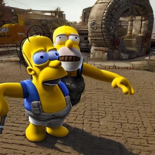 Prompt: 3d render of Homer Simpson in Gears of War