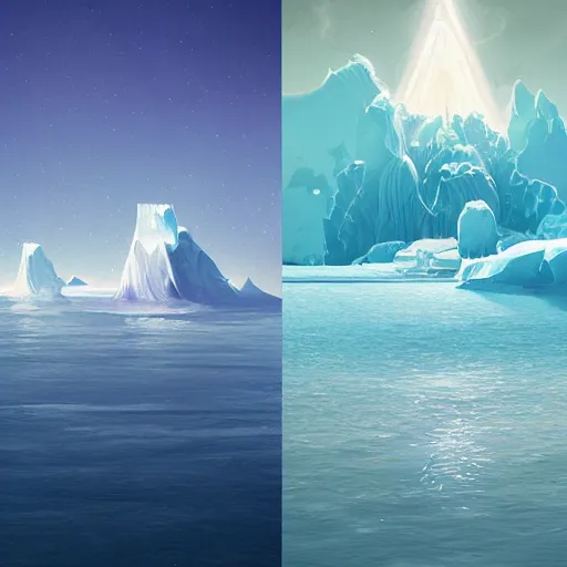 Prompt: transparent iceberg floating in space, by anato finnstark, by alena aenami, by john harris, by ross tran, by wlop, by andreas rocha