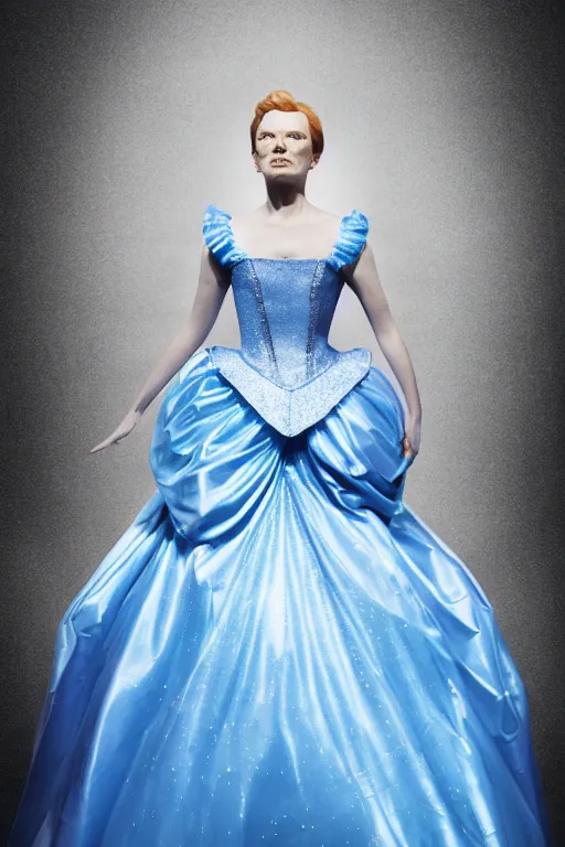 Prompt: Walter White as Cinderella, promo shoot, studio lighting