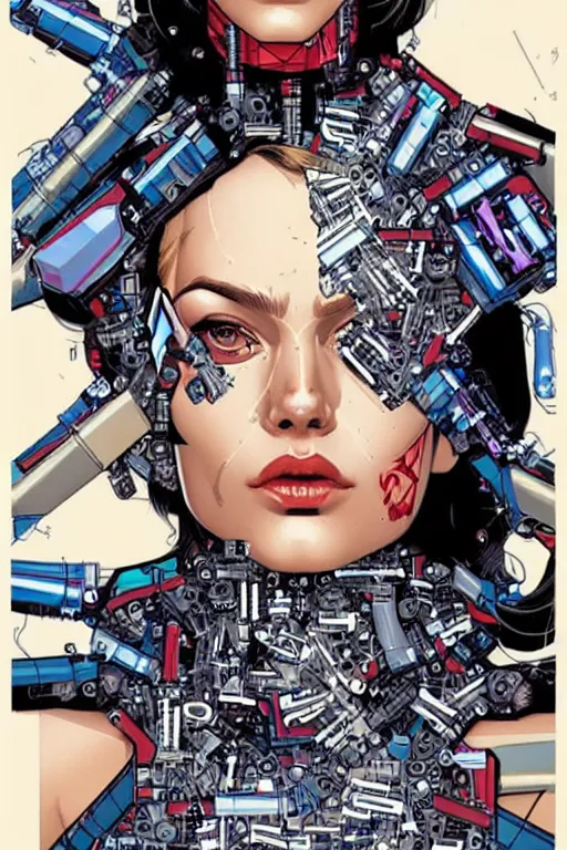 Image similar to a portrait of a beautiful cybernetically enhanced woman, by marvel comics and sandra chevrier