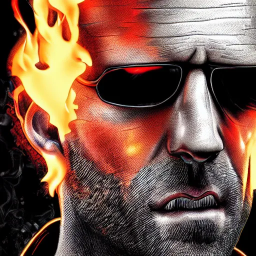 Prompt: Jason Statham as ghost rider 4K detail Digital art