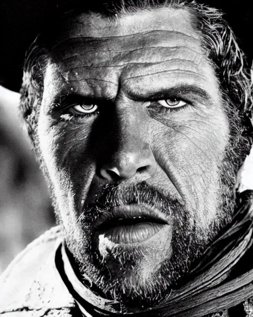 Image similar to film still close up shot of ron perlman in the movie a fistful of dollars. photographic, photography