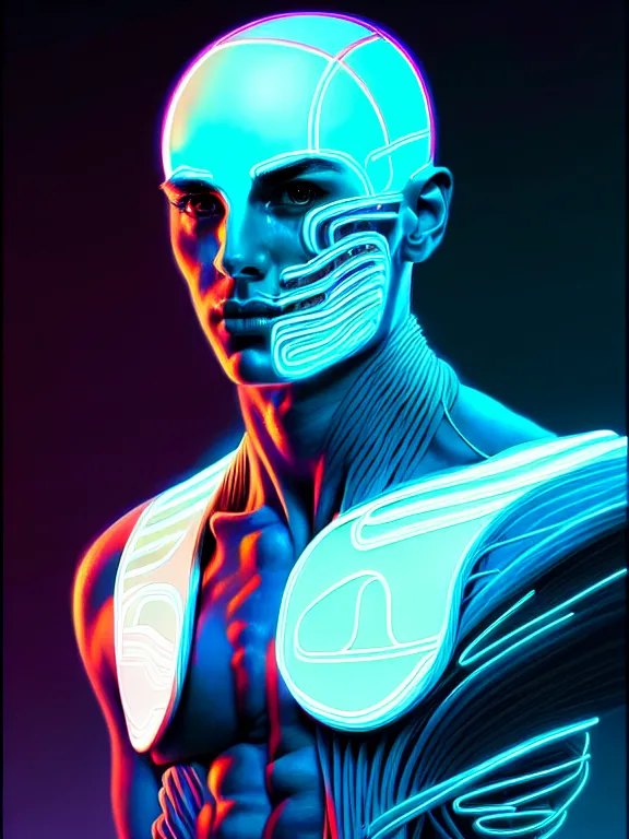 Prompt: portrait of male humanoid, intricate, perfect anatomy, cyber neon lighting, highly detailed, digital photography, artstation, stylish pose, concept art, smooth, sharp focus, illustration, art by artgerm and greg rutkowski