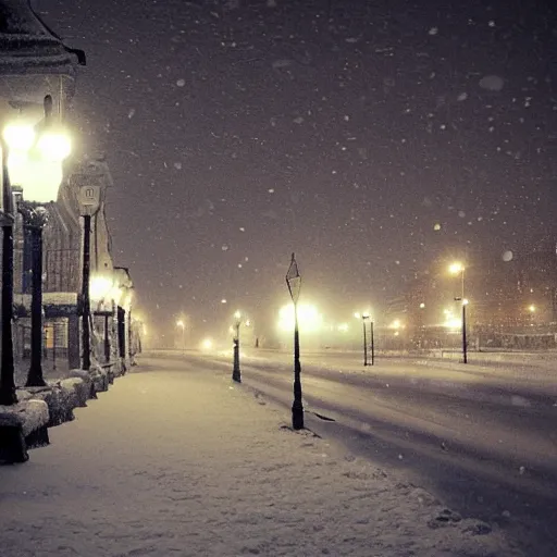 Prompt: depressive russian city winter night,