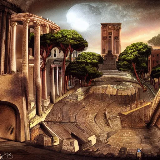Prompt: Rome but underground,fantasy art
