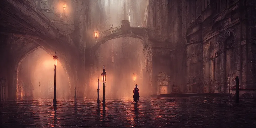 Image similar to A hauntingly beautiful city in a dark cavern, rainy and gloomy atmosphere, fantasy digital art, octane render, beautiful composition, trending on artstation, award-winning photograph, masterpiece