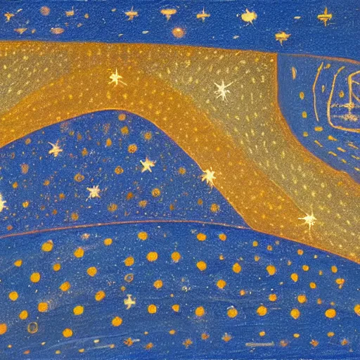 Prompt: The Milky-way galaxy, Sirius A and Sirius B, Painting by the Dogon people of Mali