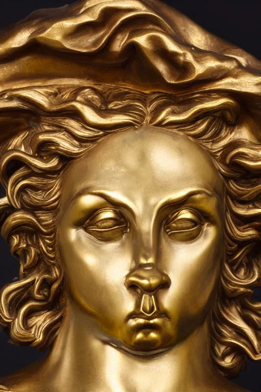 Image similar to archangel Michael, face, closeup, ultra detailed, bronze, Guido Reni style