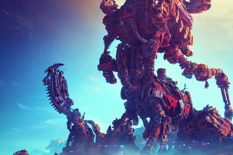 Image similar to tideripper machine mecanical creature robot of horizon forbidden west horizon zero dawn bioluminiscence global illumination ray tracing hdr fanart arstation by ian pesty and alena aenami artworks in 4 k