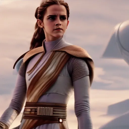 Image similar to emma watson as padme amidala. star wars. film still. screenshot. extremely detailed. 4 k. award winning.