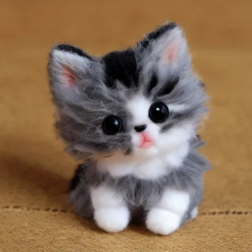 Prompt: small kitten stuffed animal,