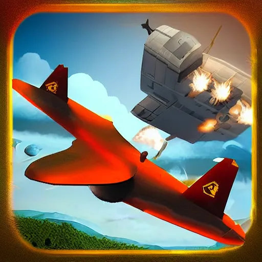 Prompt: Retro Flight: 3D battle sim, iPhone game, App Store