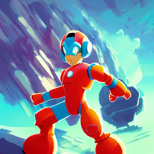 Image similar to hero world mega man, behance hd by jesper ejsing, by rhads, makoto shinkai and lois van baarle, ilya kuvshinov, rossdraws global illumination