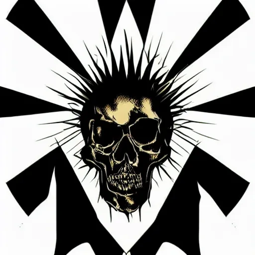 Image similar to dark death metal themed vector illustration for a record label, trees. forest, spikes, skull, microphone, skull, award winning, grunge, iconic, golden ratio