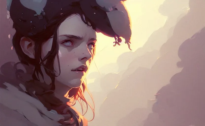 Prompt: portrait of female druid by atey ghailan, by greg rutkowski, by greg tocchini, by james gilleard, by joe fenton, by kaethe butcher, digital art, trending on artstation, highly detailed, concept art, dynamic lighting, gradient light blue, brown, blonde cream and white color scheme, grunge aesthetic